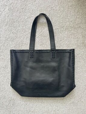 Frye Black Leather Stud-Trim Tote
